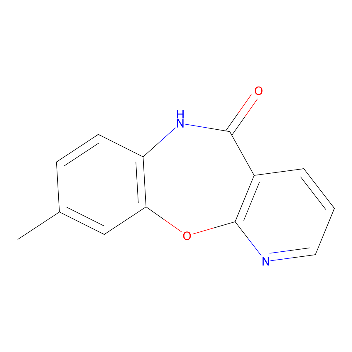 9-Methyl-pyrido[2,3-b][1,5]benzoxazepin-5(6H)-one molecular structure, CAS 140413-11-2