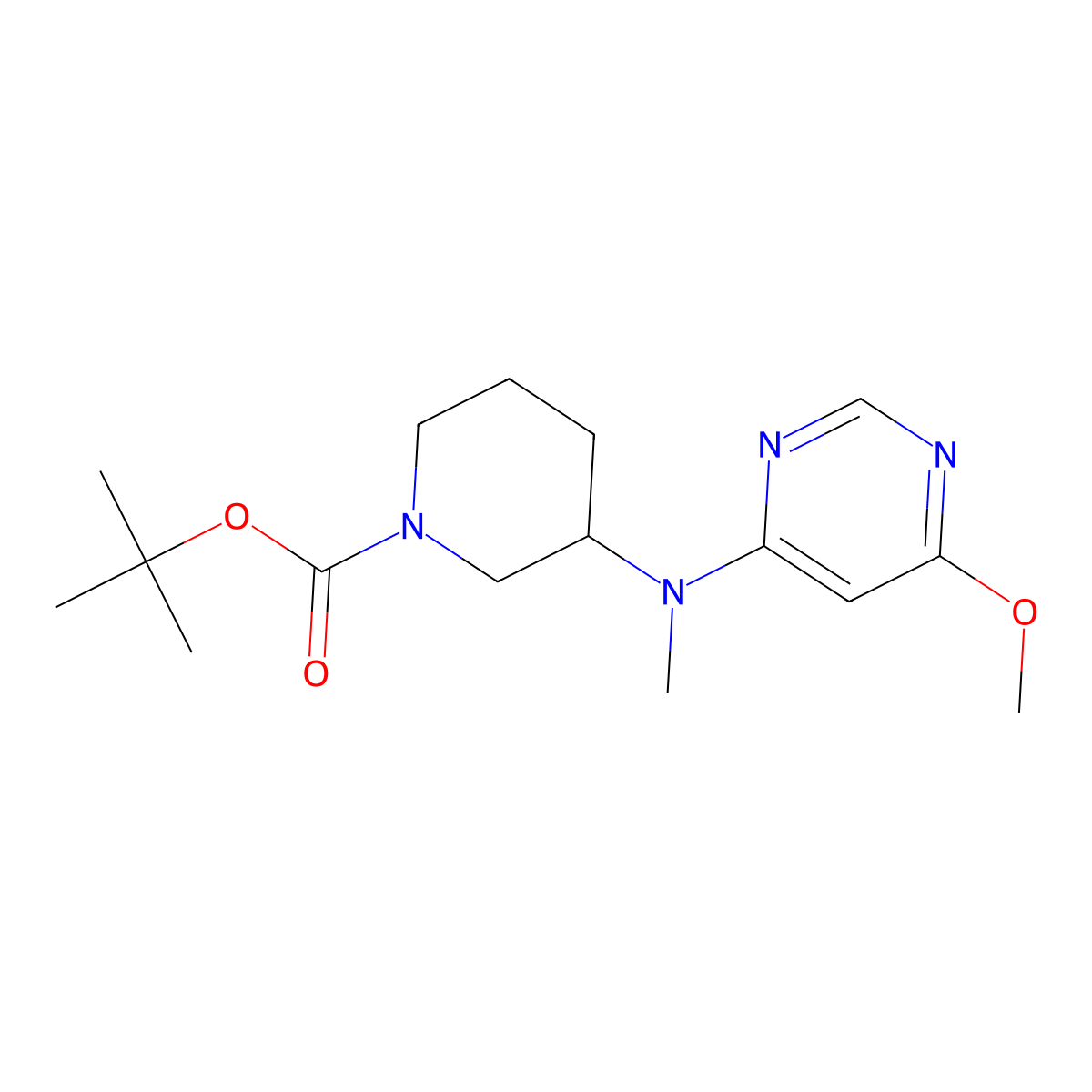 tert-Butyl 3-((6-methoxypyrimidin-4-yl)(methyl)amino)piperidine-1-carboxylate molecular structure, CAS 1404192-12-6