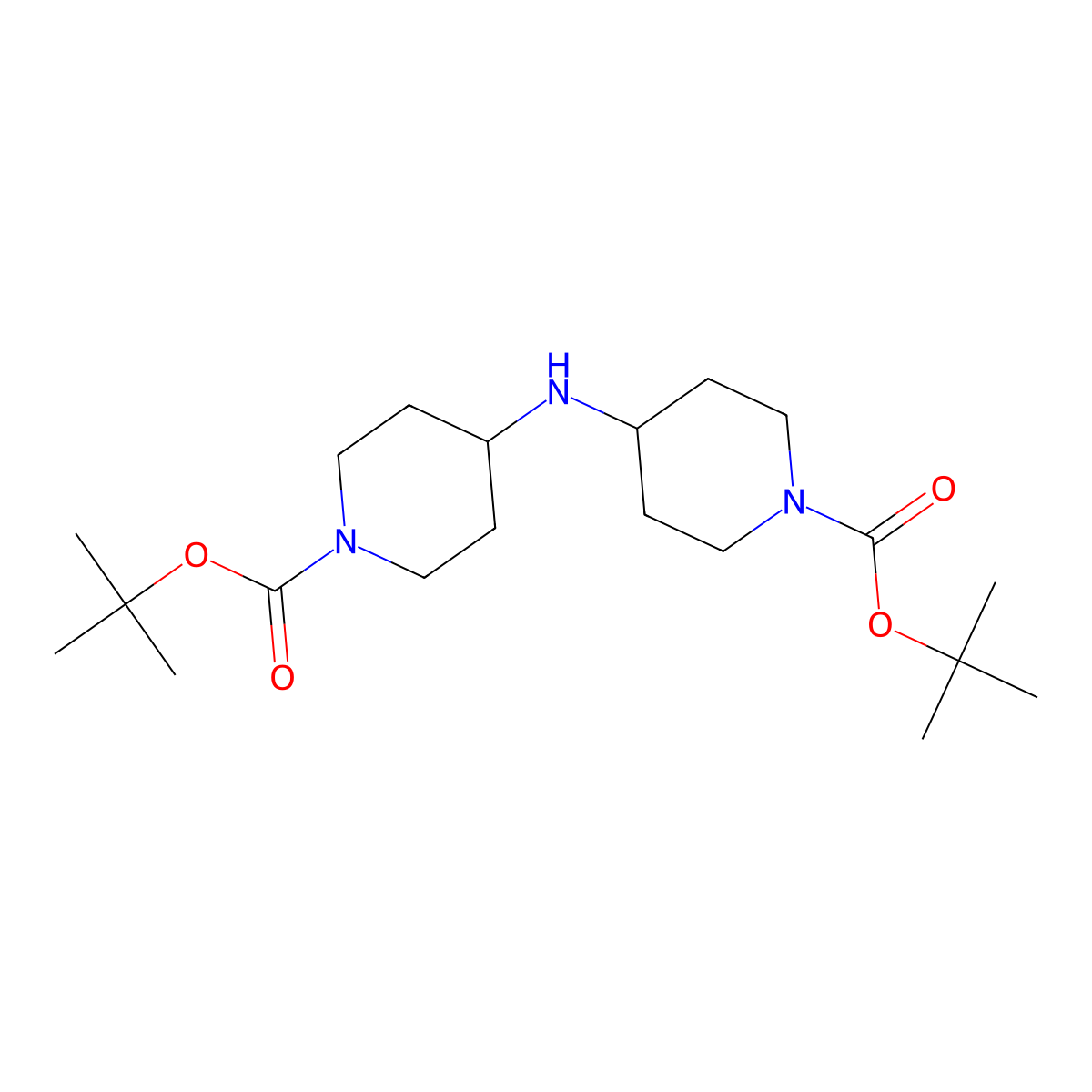 di-tert-butyl 4,4'-Azanediyldipiperidine-1-carboxylate molecular structure, CAS 1404196-18-4