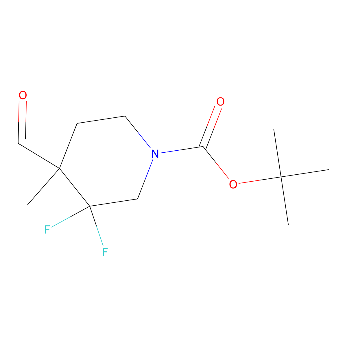 tert-butyl 3,3-Difluoro-4-formyl-4-methylpiperidine-1-carboxylate molecular structure, CAS 1404196-21-9