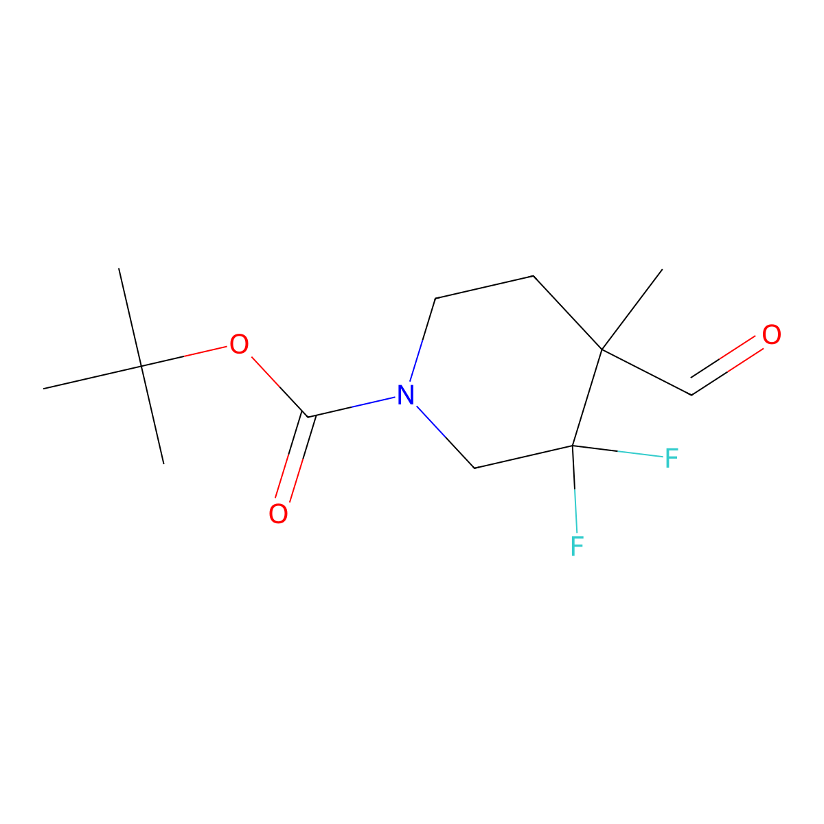 tert-butyl 3,3-Difluoro-4-formyl-4-methylpiperidine-1-carboxylate molecular structure, CAS 1404196-21-9