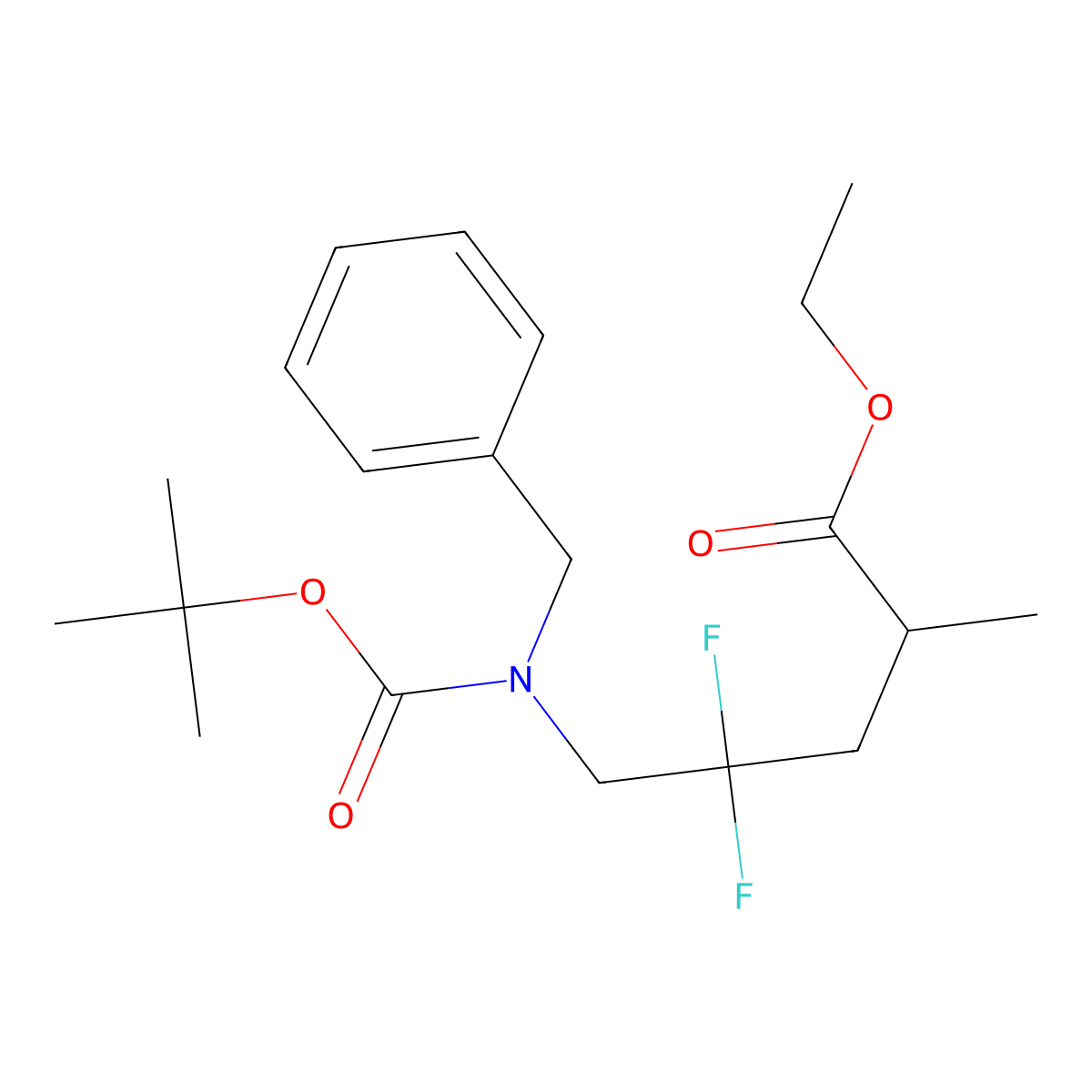 Ethyl 5-(benzyl(tert-butoxycarbonyl)amino)-4,4-difluoro-2-methylpentanoate molecular structure, CAS 1404196-31-1