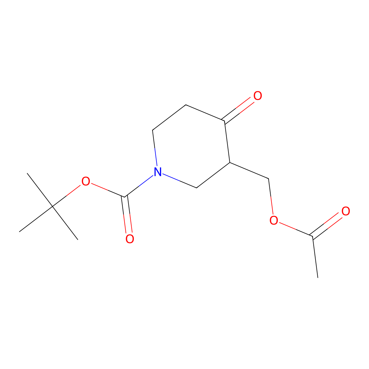 tert-Butyl 3-(acetoxymethyl)-4-oxopiperidine-1-carboxylate molecular structure, CAS 1404196-43-5
