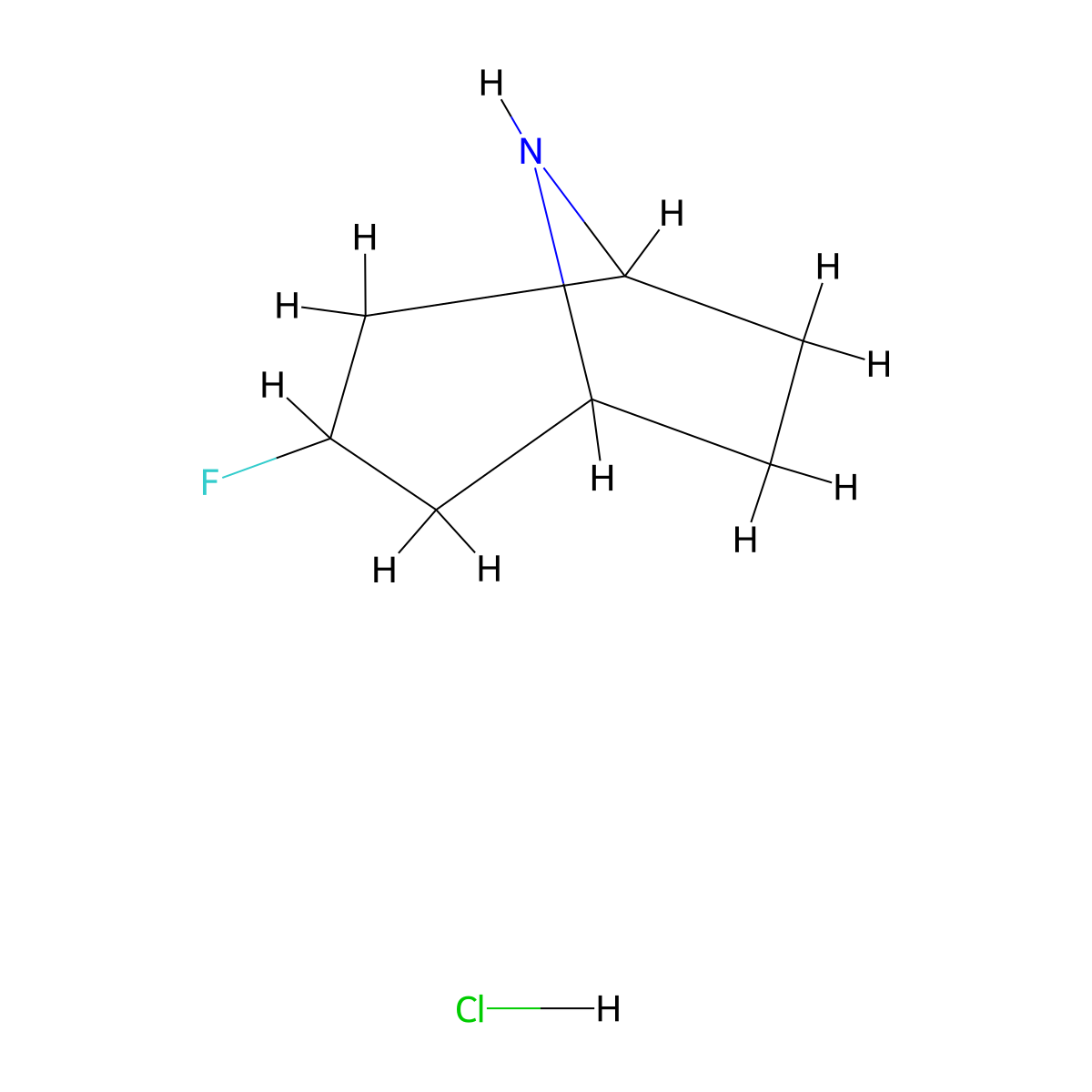 3-Fluoro-8-azabicyclo[3.2.1]octane hydrochloride molecular structure, CAS 1404196-44-6