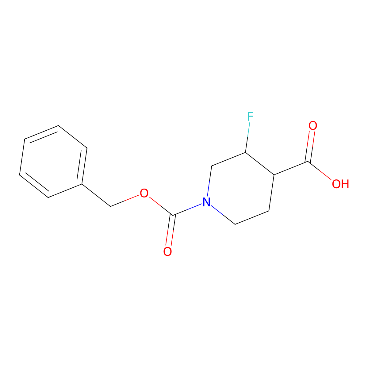 (3,4)-cis-1-(Benzyloxycarbonyl)-3-fluoropiperidine-4-carboxylic acid molecular structure, CAS 1404196-53-7