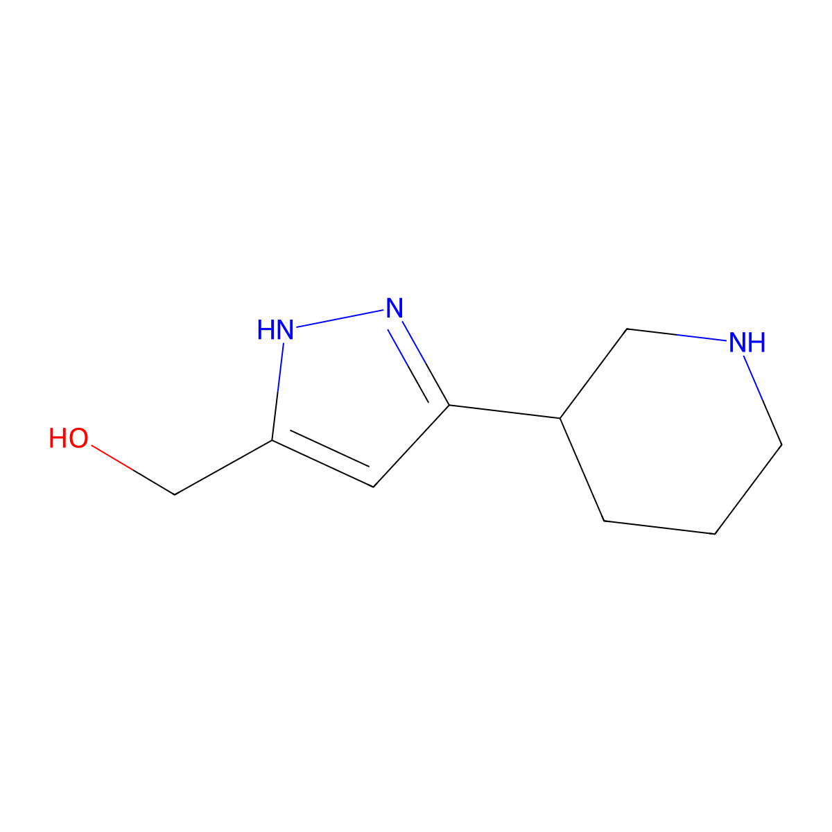 (3-(piperidin-3-yl)-1H-pyrazol-5-yl)methanol molecular structure, CAS 1404212-42-5