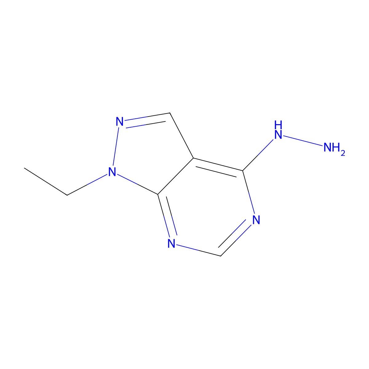 1-ethyl-4-hydrazinyl-1H-pyrazolo[3,4-d]pyrimidine molecular structure, CAS 1404222-44-1