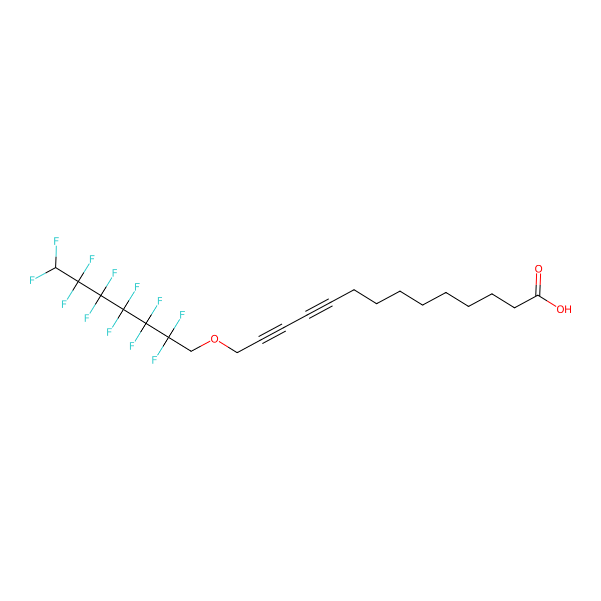 14-[(2,2,3,3,4,4,5,5,6,6,7,7-Dodecafluoroheptyl)oxy]-10,12-tetradecadiynoic acid molecular structure, CAS 140427-97-0