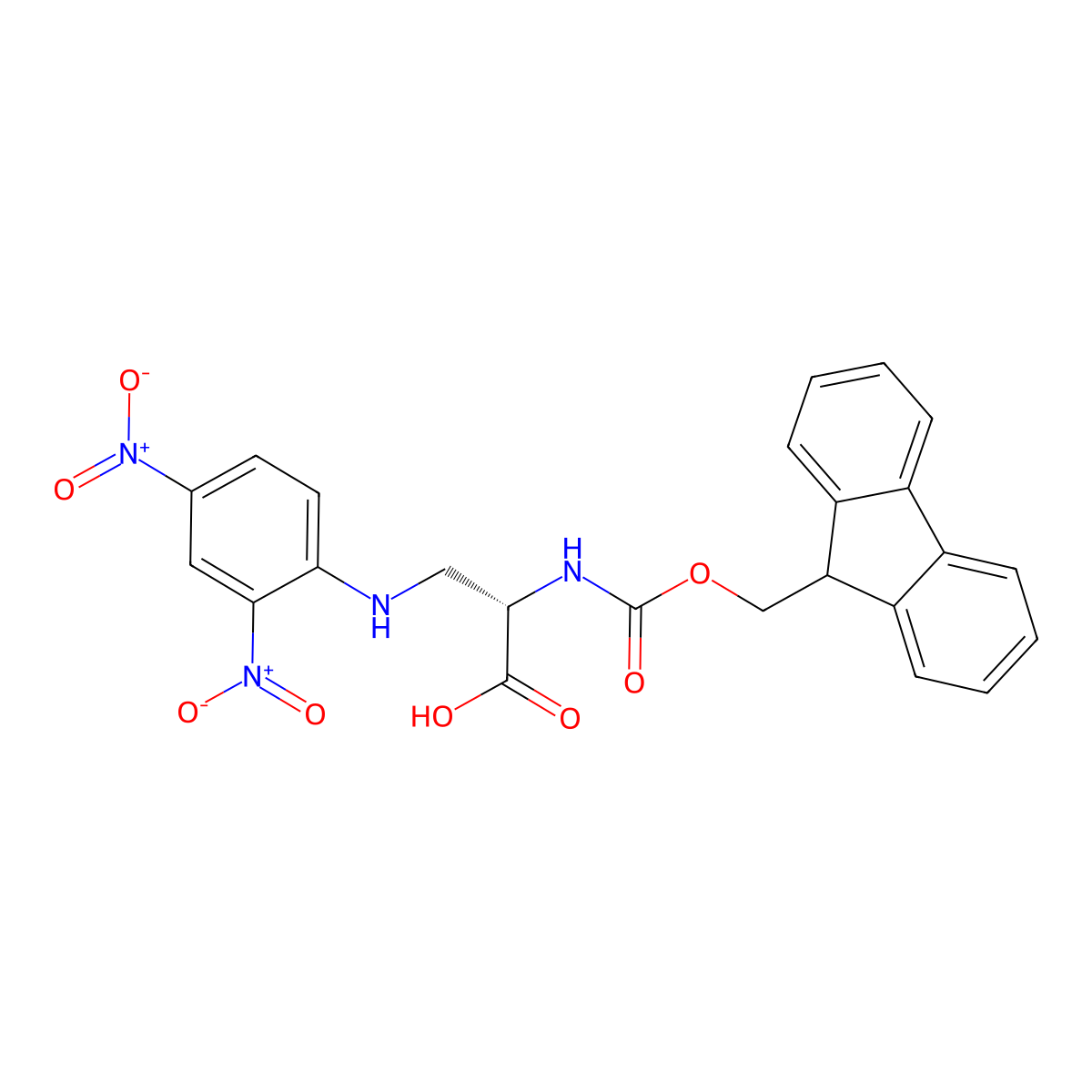 (S)-2-((((9H-Fluoren-9-yl)methoxy)carbonyl)amino)-3-((2,4-dinitrophenyl)amino)propanoic acid molecular structure, CAS 140430-54-2