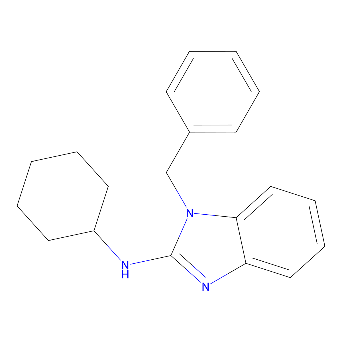 1-Benzyl-N-cyclohexyl-1H-benzo[d]imidazol-2-amineE molecular structure, CAS 1404300-44-2