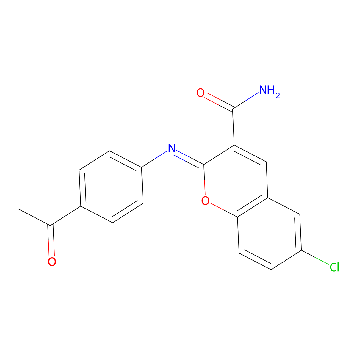 (2Z)-2-[(4-acetylphenyl)imino]-6-chloro-2H-chromene-3-carboxamide molecular structure, CAS 1404307-03-4