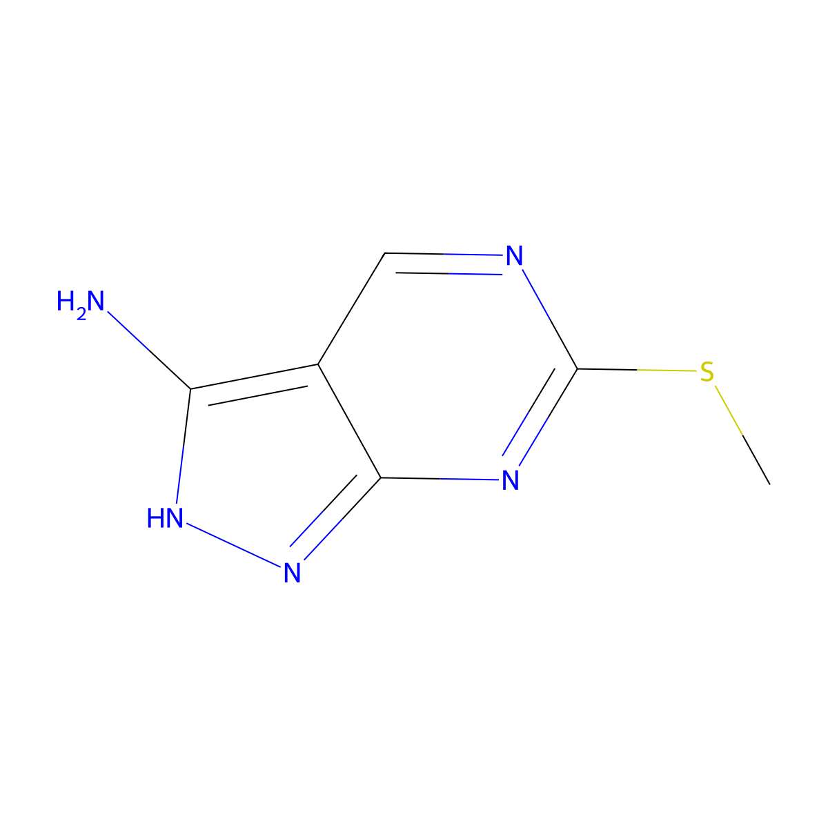 6-(Methylthio)-1H-pyrazolo[3,4-d]pyrimidin-3-amine molecular structure, CAS 1404307-26-1