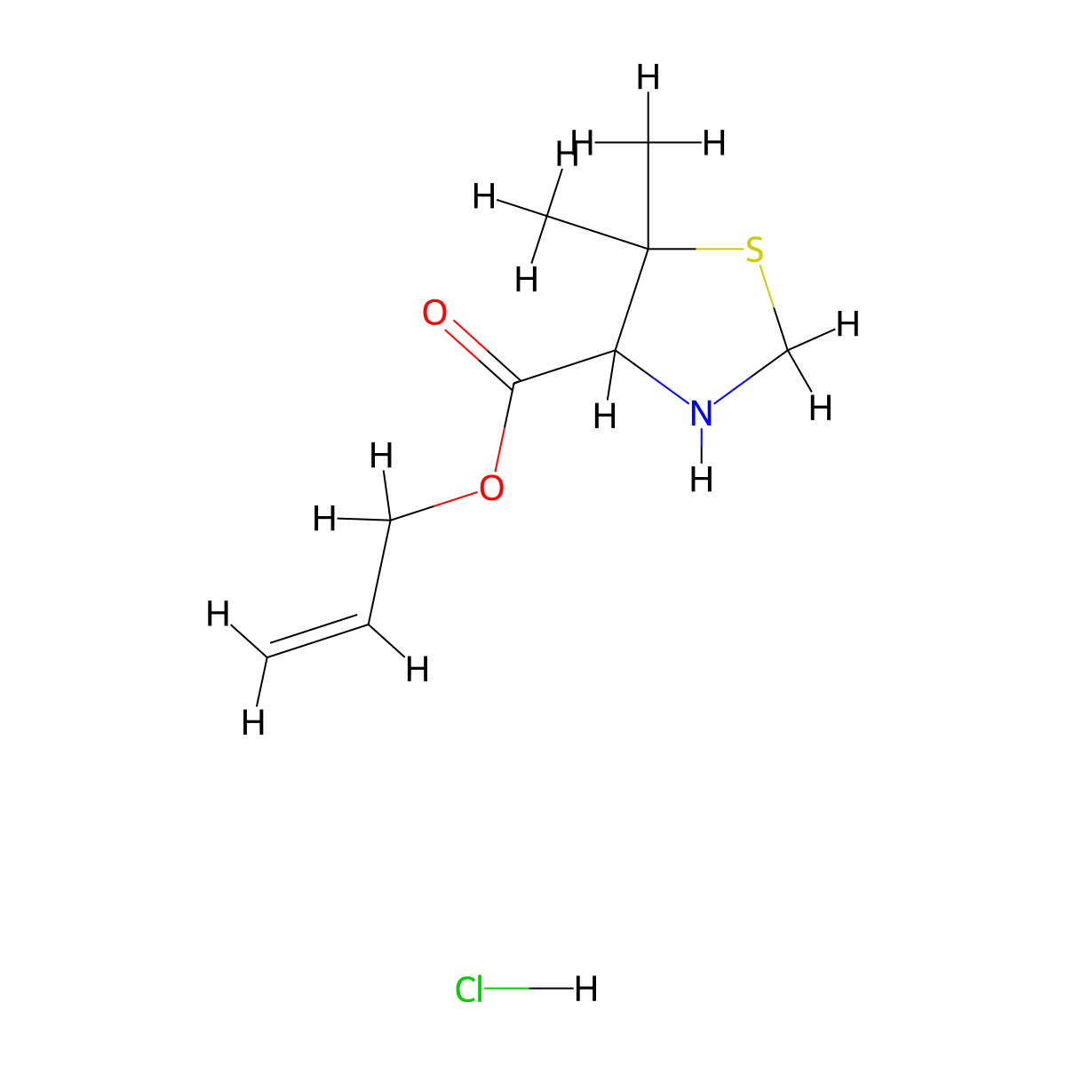 Allyl 5,5-dimethylthiazolidine-4-carboxylate hydrochloride molecular structure, CAS 1404311-81-4