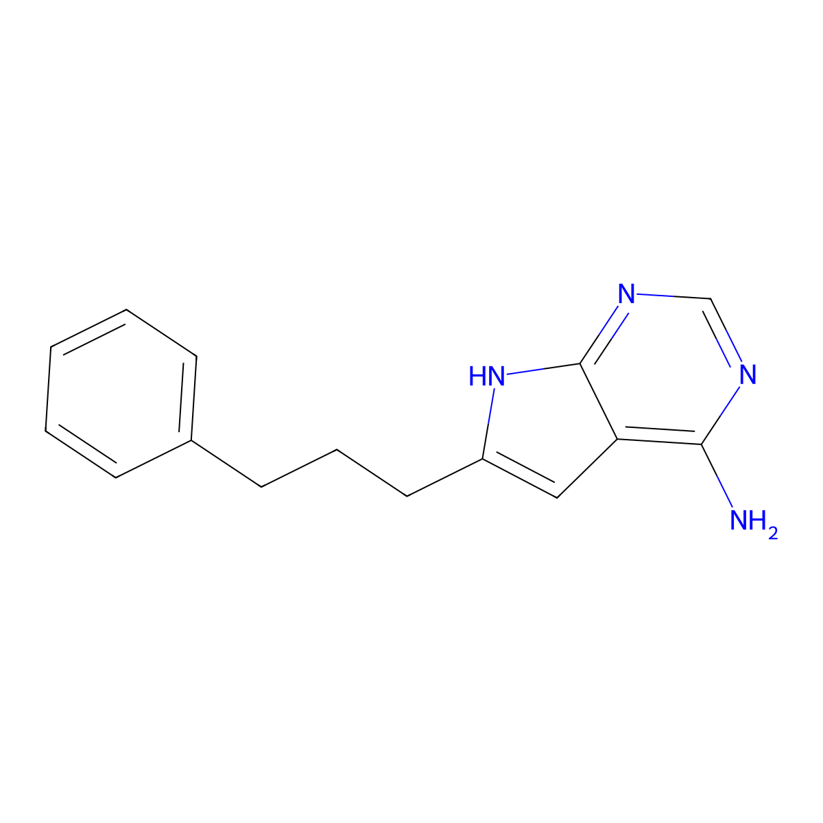 6-(3-Phenylpropyl)-7H-pyrrolo[2,3-d]pyrimidin-4-amine molecular structure, CAS 1404364-20-0