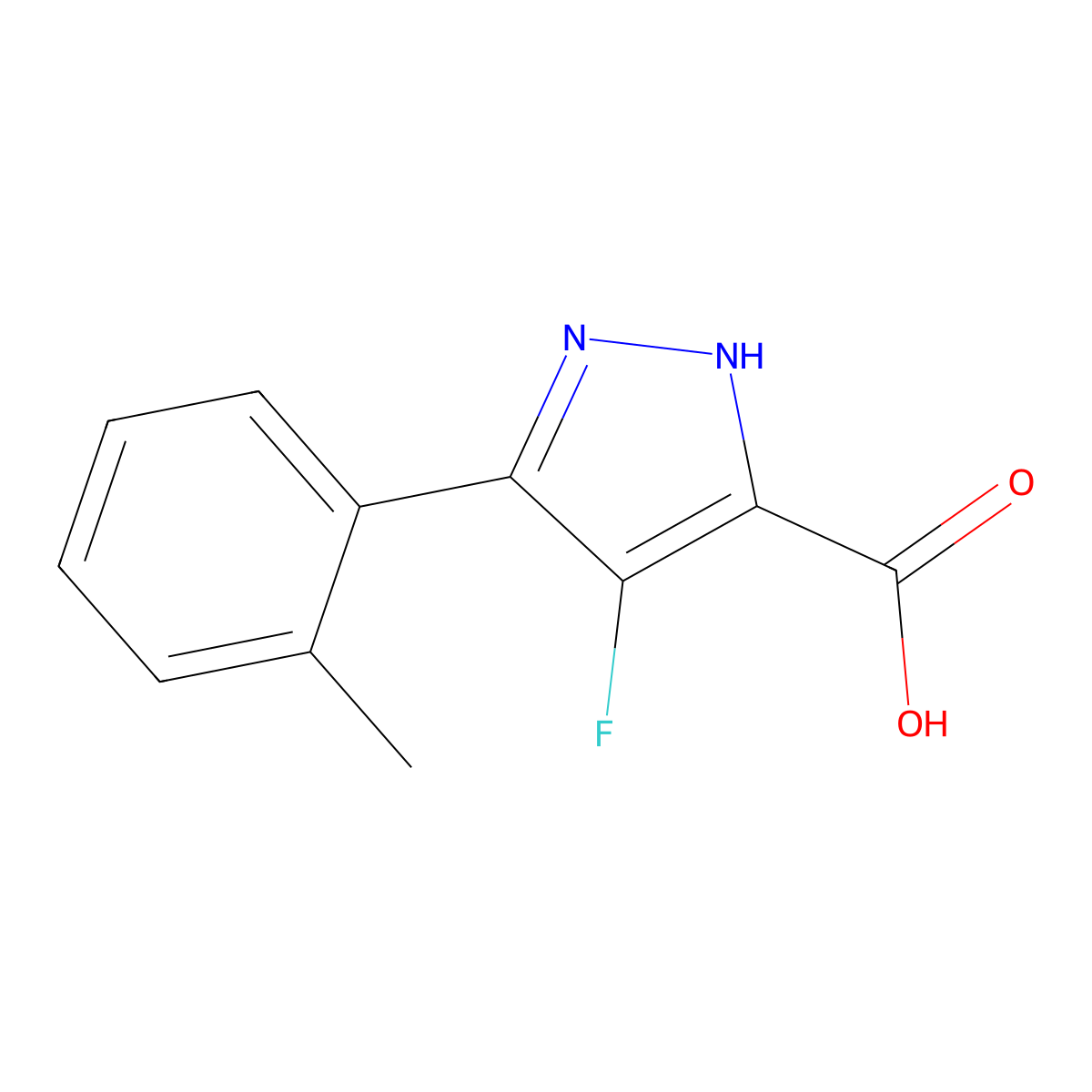 4-Fluoro-5-(o-tolyl)-1H-pyrazole-3-carboxylic acid molecular structure, CAS 1404364-21-1