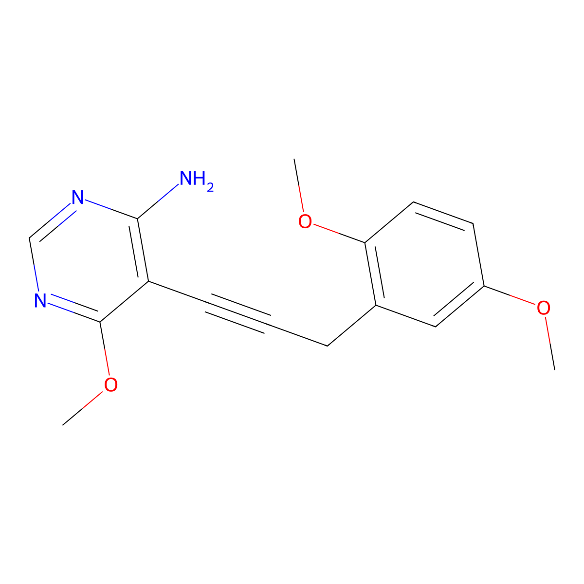 5-(3-(2,5-Dimethoxyphenyl)prop-1-ynyl)-6-methoxypyrimidin-4-amine molecular structure, CAS 1404364-22-2
