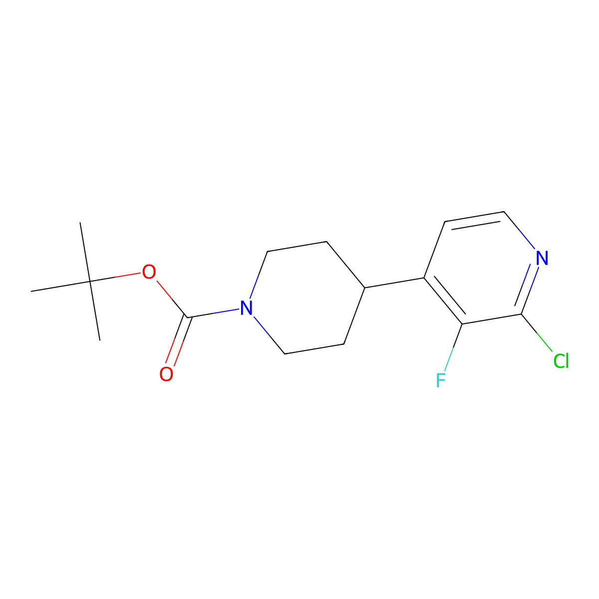 Tert-butyl 4-(2-chloro-3-fluoro-4-pyridyl)piperidine-1-carboxylate molecular structure, CAS 1404364-23-3