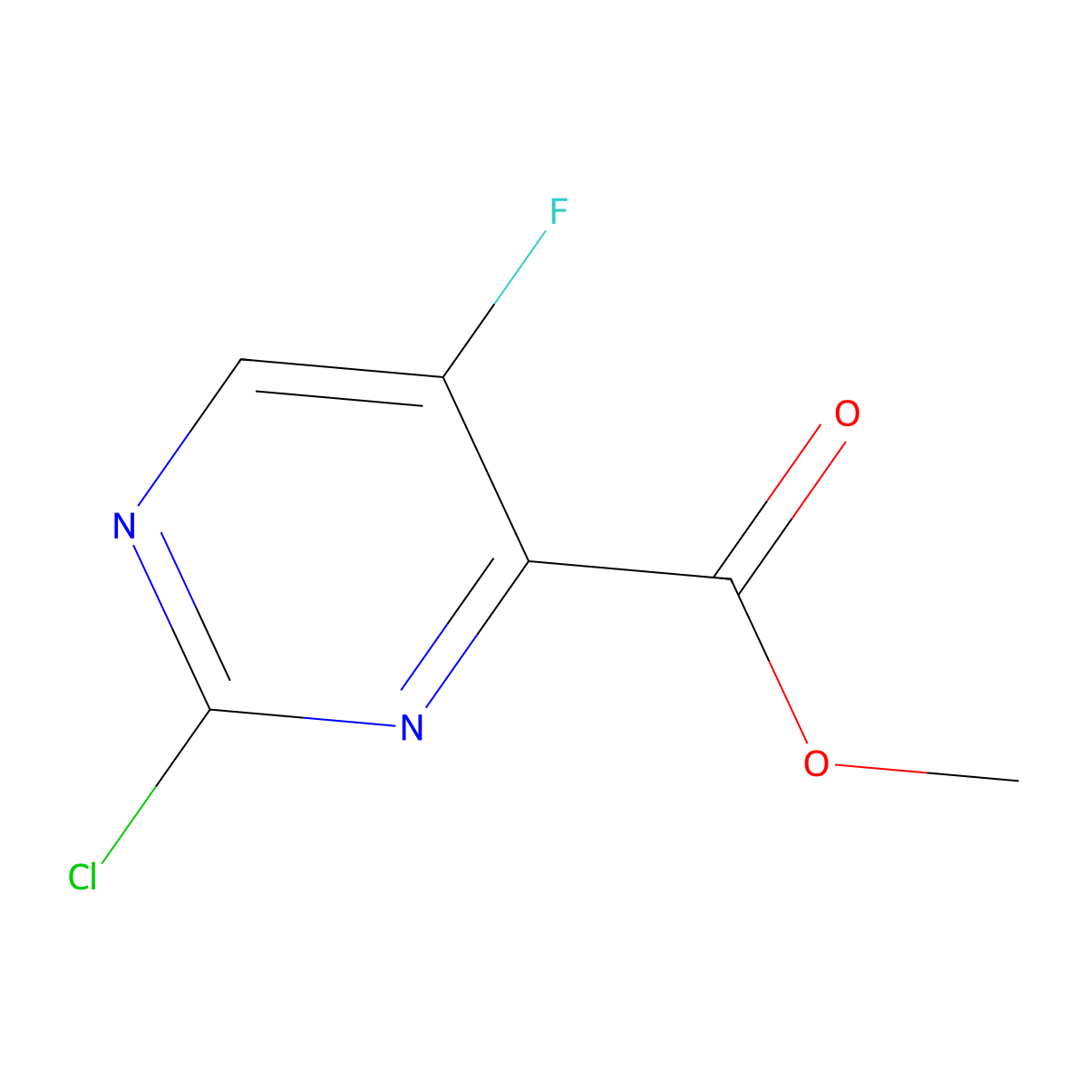 Methyl 2-chloro-5-fluoro-pyrimidine-4-carboxylate molecular structure, CAS 1404364-32-4