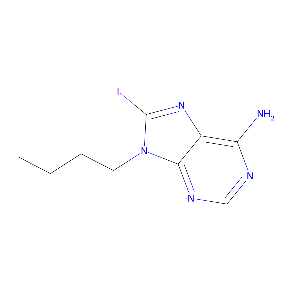 9-Butyl-8-iodo-9H-purin-6-amine molecular structure, CAS 1404364-48-2