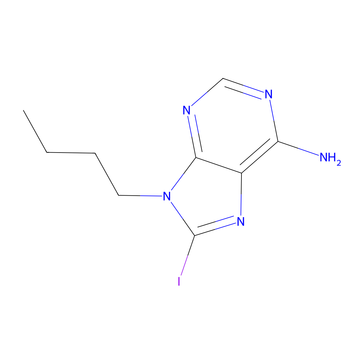 9-Butyl-8-iodo-9H-purin-6-amine molecular structure, CAS 1404364-48-2