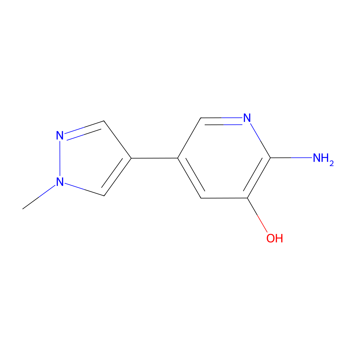 2-Amino-5-(1-methylpyrazol-4-yl)pyridin-3-ol molecular structure, CAS 1404364-50-6