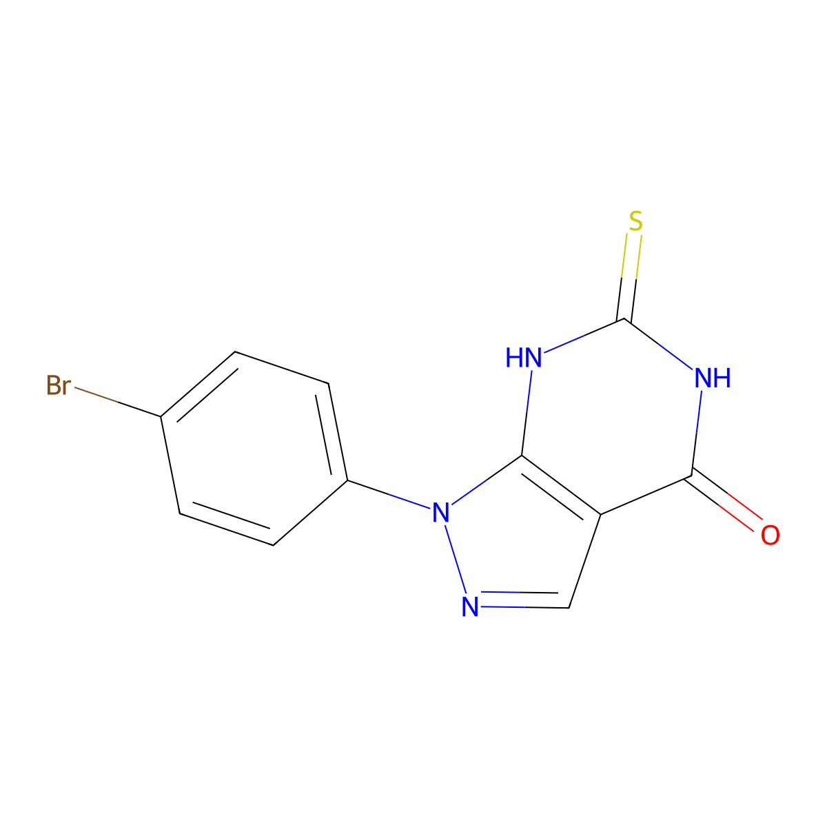 1-(4-Bromophenyl)-6-mercapto-1H-pyrazolo[3,4-d]pyrimidin-4(5H)-one molecular structure, CAS 1404364-58-4