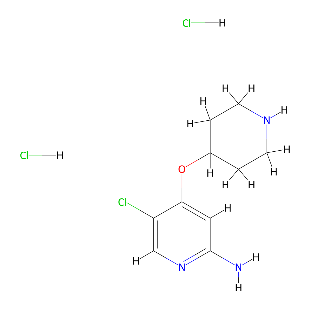 5-Chloro-4-(piperidin-4-yloxy)pyridin-2-amine dihydrochloride molecular structure, CAS 1404364-63-1