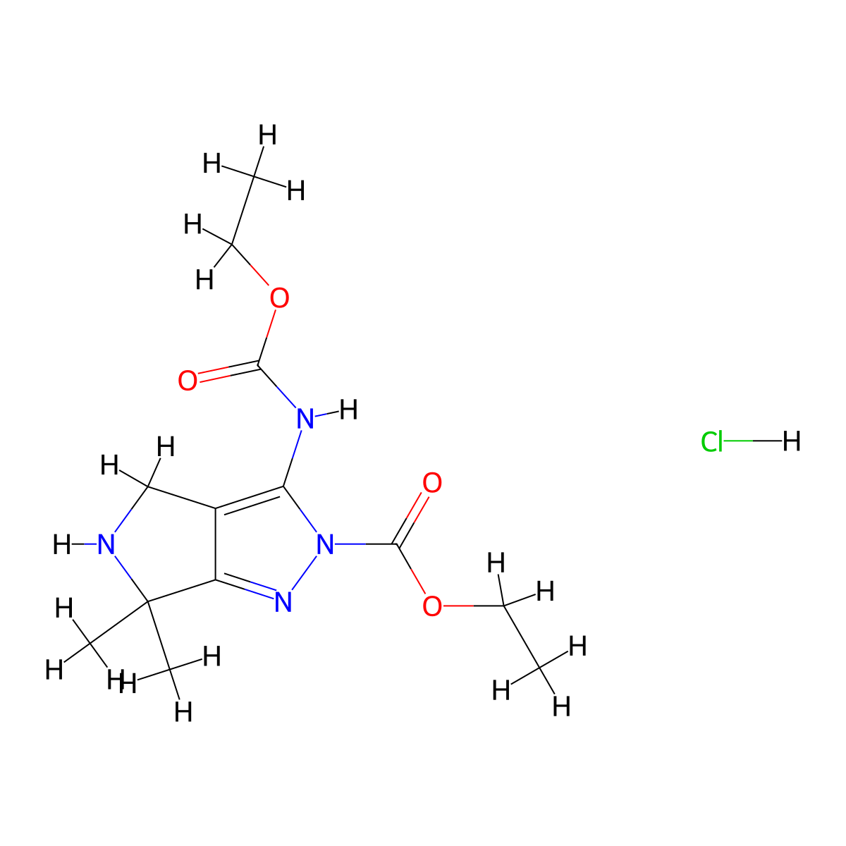 Ethyl 3-(ethoxycarbonylamino)-6,6-dimethyl-4,5-dihydropyrrolo[3,4-c]pyrazole-2-carboxylate hydrochloride molecular structure, CAS 1404364-70-0