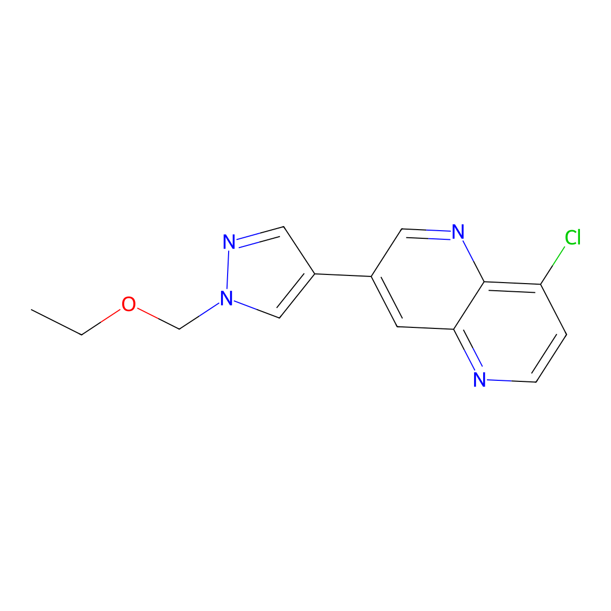 8-Chloro-3-[1-(ethoxymethyl)pyrazol-4-yl]-1,5-naphthyridine molecular structure, CAS 1404364-75-5