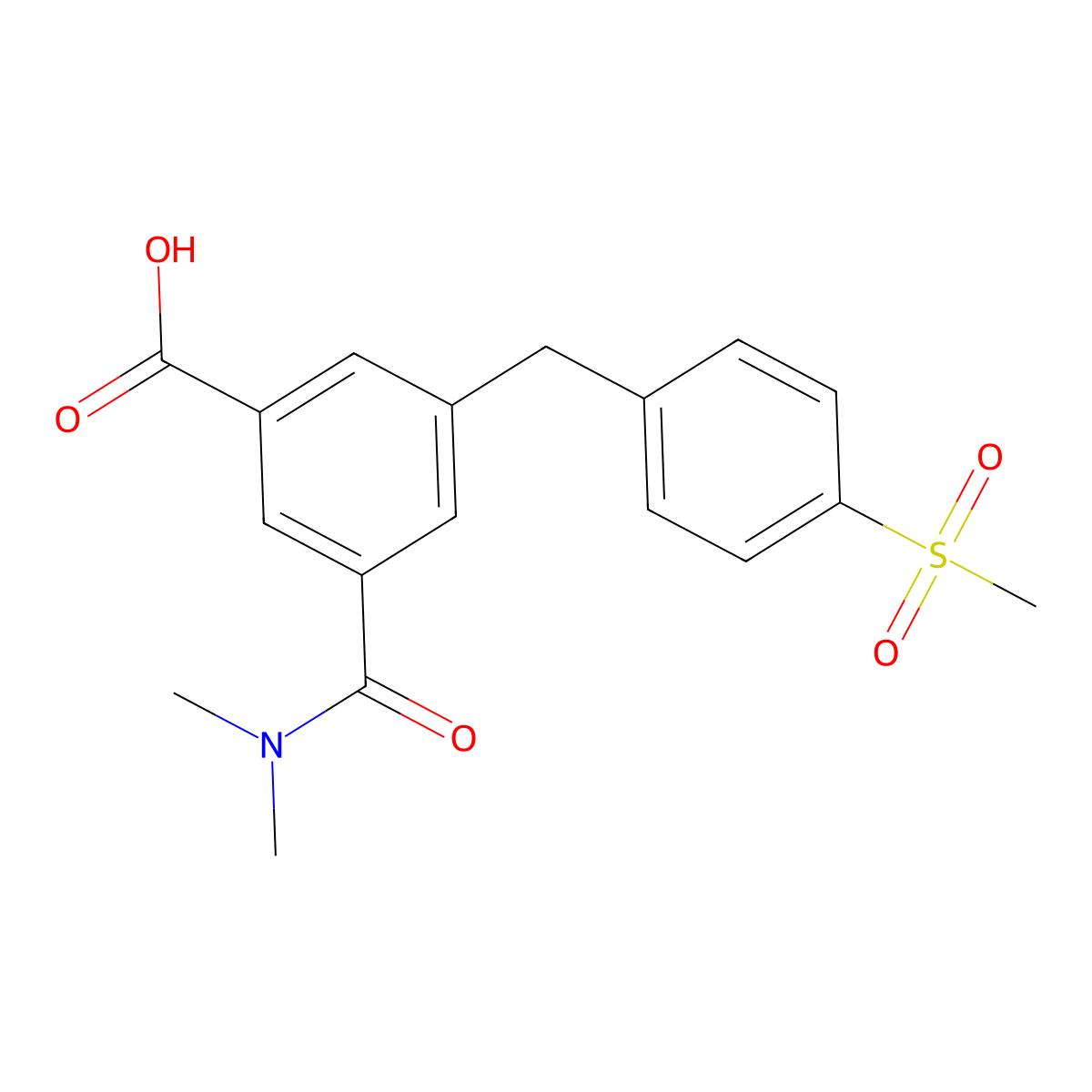 Benzoic acid, 3-[(dimethylamino)carbonyl]-5-[[4-(methylsulfonyl)phenyl]methyl]- molecular structure, CAS 1404364-79-9