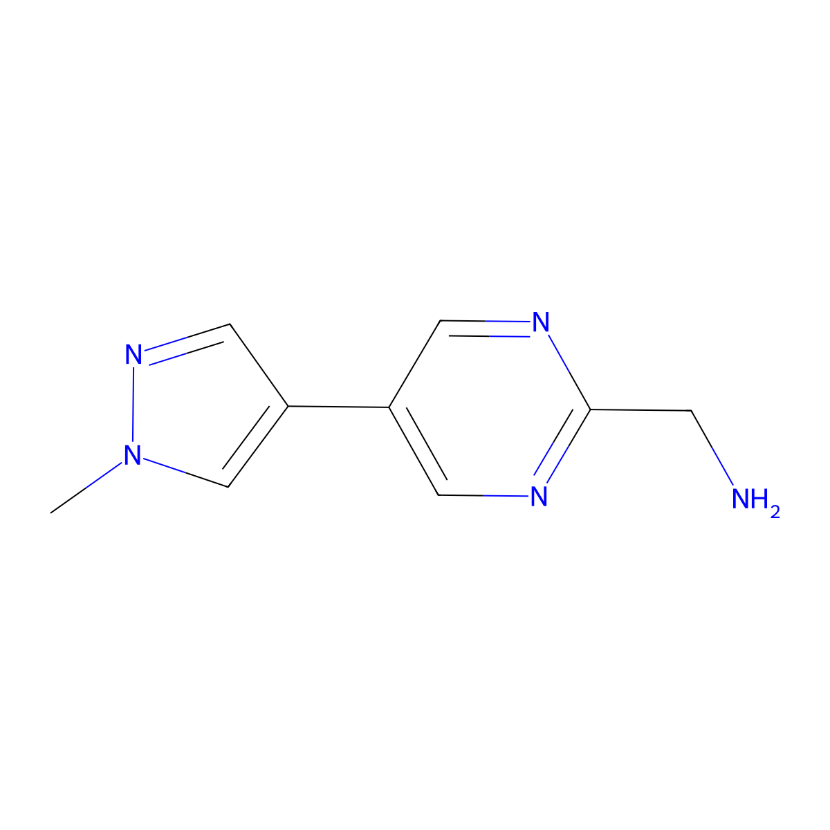 5-(1-Methyl-1H-pyrazol-4-yl)-2-pyrimidinemethanamine molecular structure, CAS 1404364-81-3