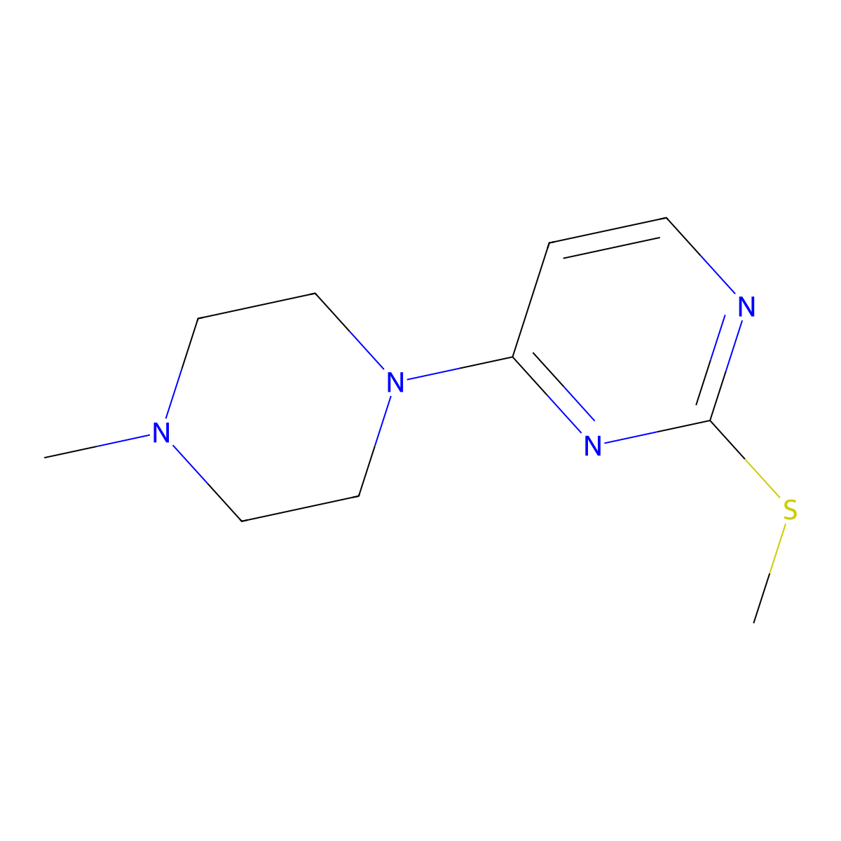 4-(4-Methylpiperazin-1-yl)-2-(methylthio)pyrimidine molecular structure, CAS 1404364-84-6