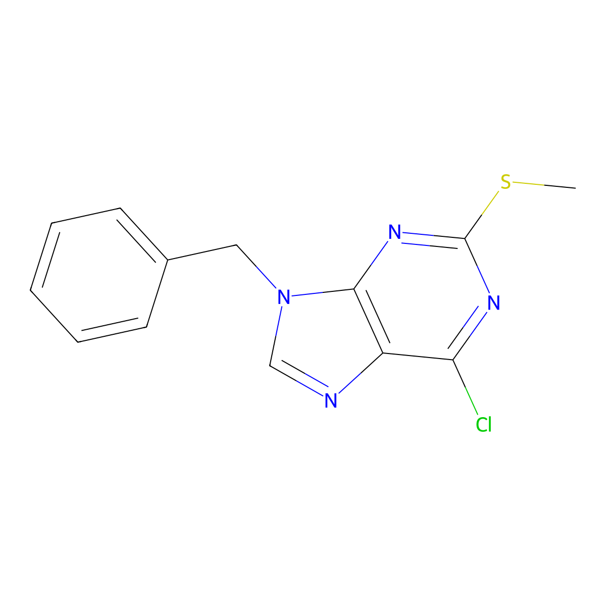 9-Benzyl-6-chloro-2-(methylthio)-9H-purine molecular structure, CAS 1404364-87-9