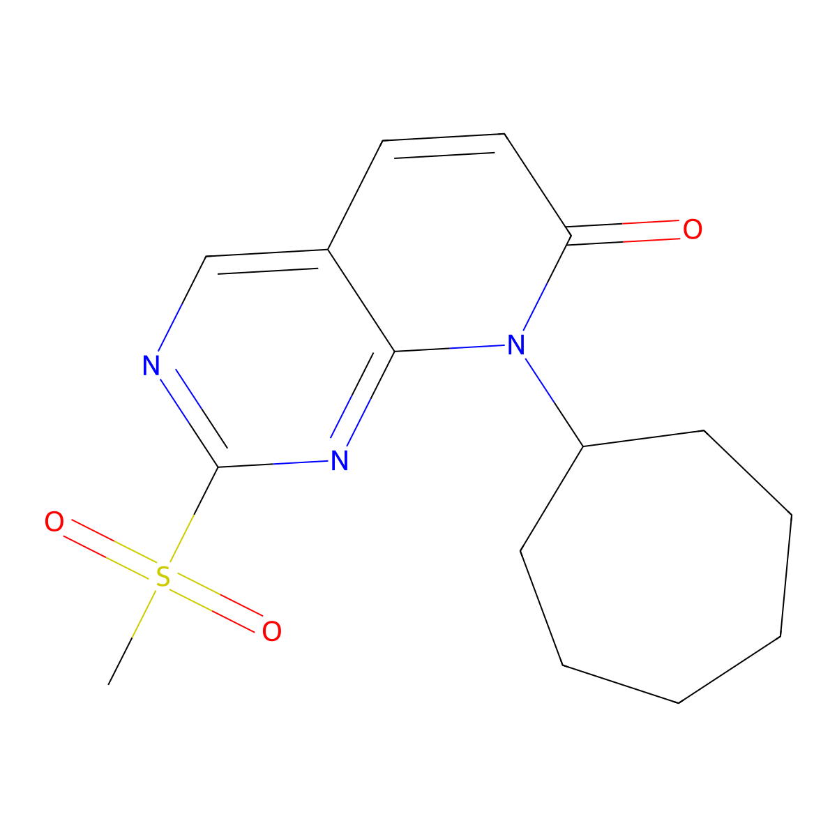 8-Cycloheptyl-2-(methylsulfonyl)pyrido[2,3-d]pyrimidin-7(8H)-one molecular structure, CAS 1404364-89-1