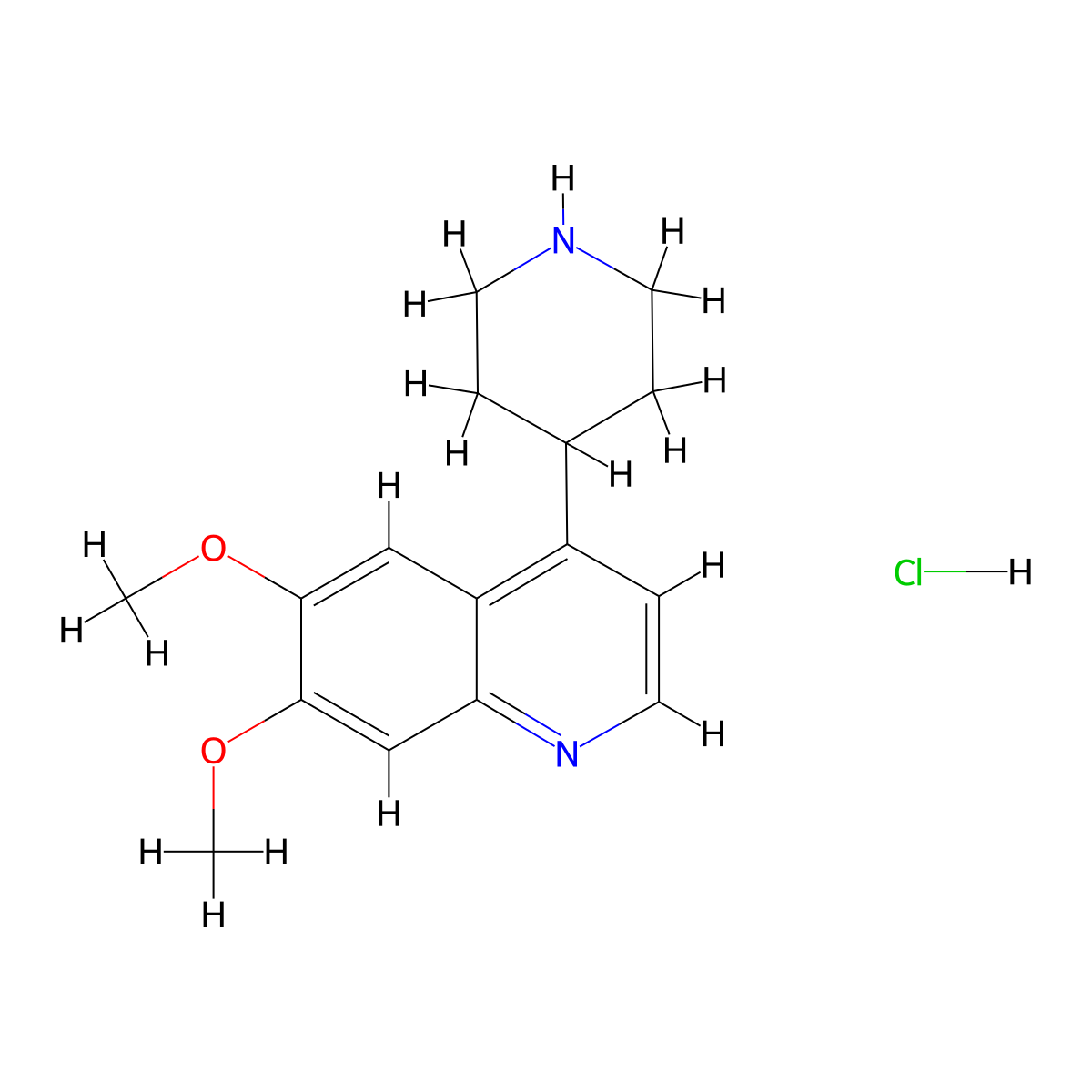 6,7-Dimethoxy-4-(piperidin-4-yl)quinoline hydrochloride molecular structure, CAS 1404364-91-5