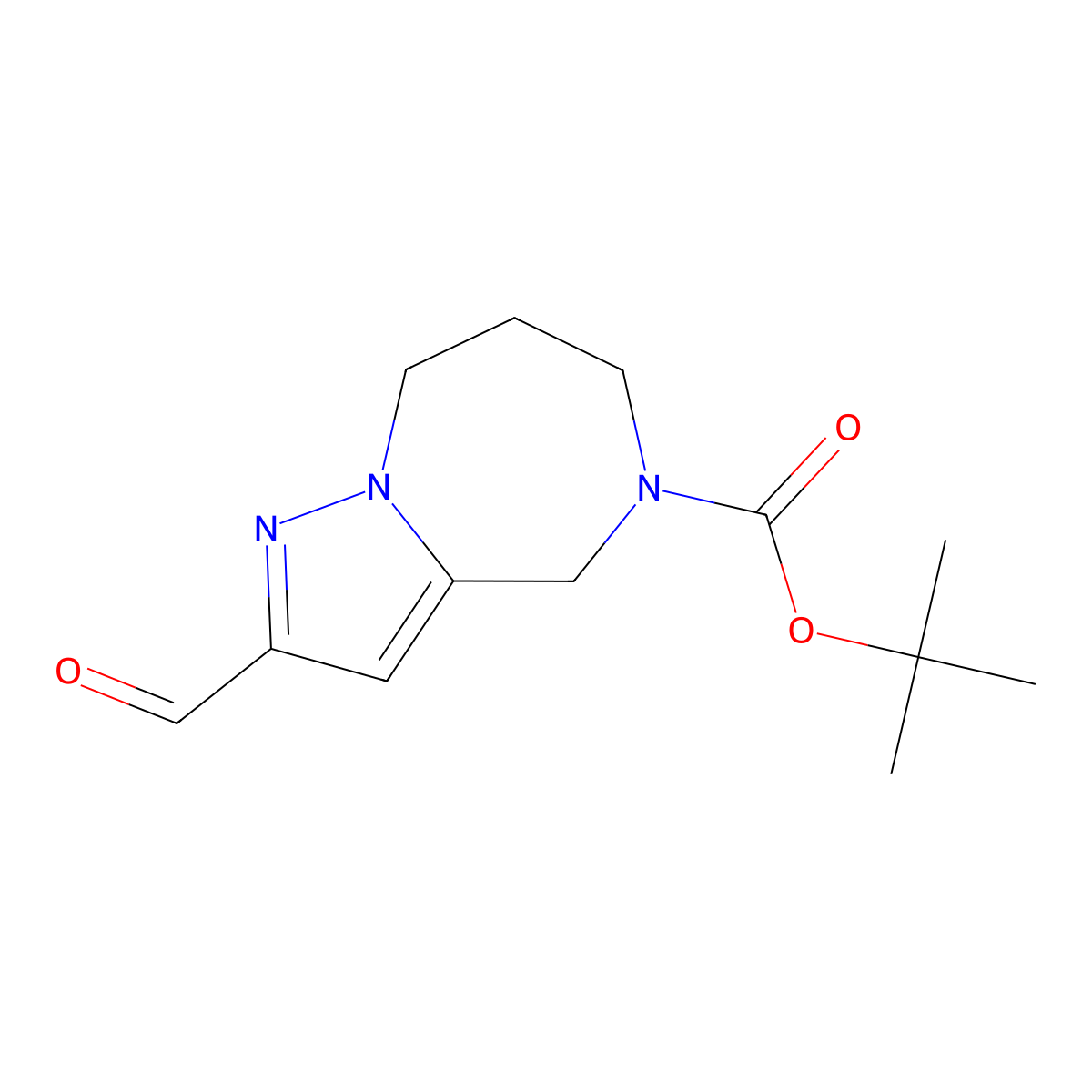 tert-Butyl 2-formyl-7,8-dihydro-4H-pyrazolo[1,5-a][1,4]diazepine-5(6H)-carboxylate molecular structure, CAS 1404364-96-0