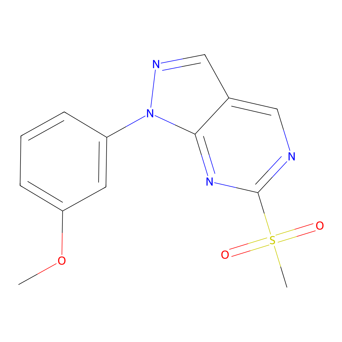 1-(3-Methoxyphenyl)-6-(methylsulfonyl)-1H-pyrazolo[3,4-d]pyrimidine molecular structure, CAS 1404365-00-9
