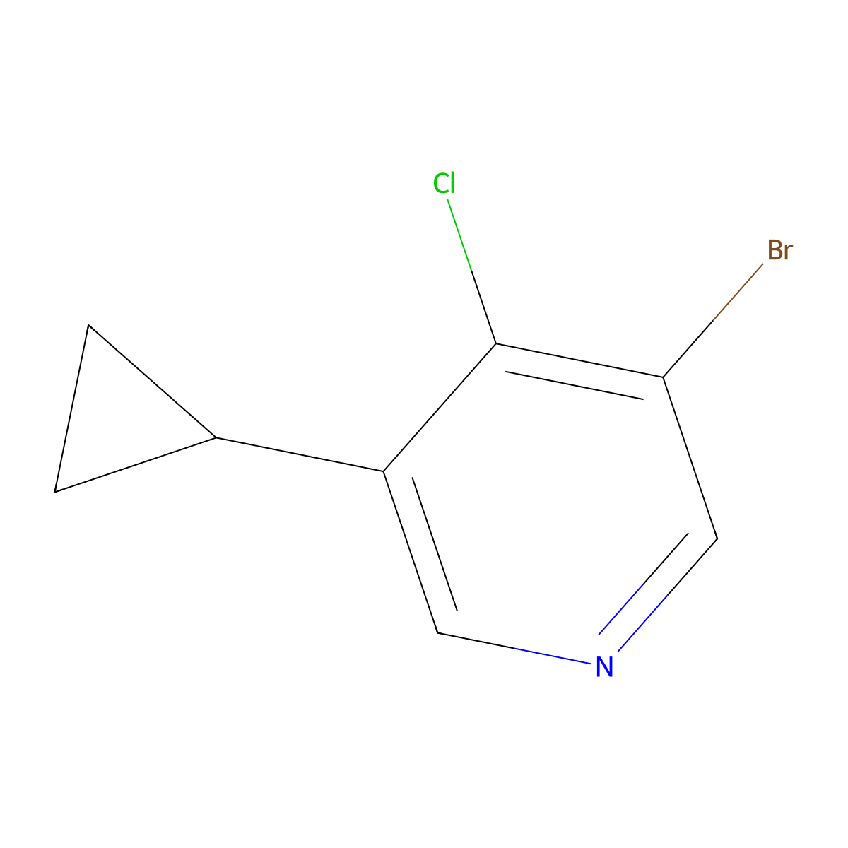 3-Bromo-4-chloro-5-cyclopropylpyridine molecular structure, CAS 1404367-15-2