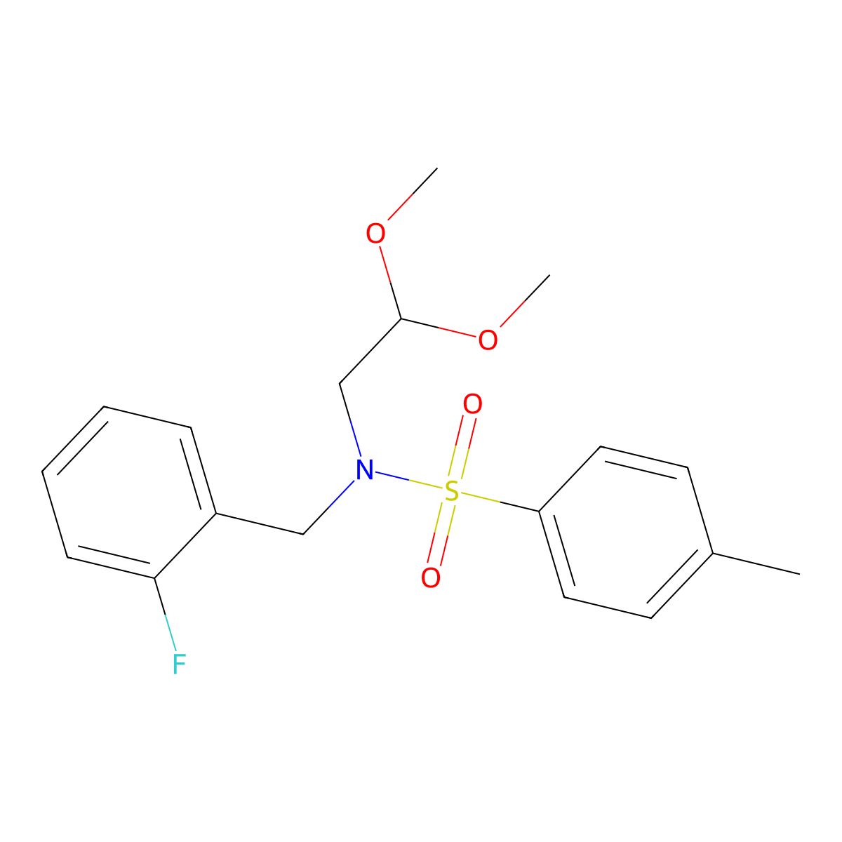 N-(2,2-dimethoxyethyl)-N-(2-fluorobenzyl)-4-methylbenzenesulfonamide molecular structure, CAS 1404367-16-3