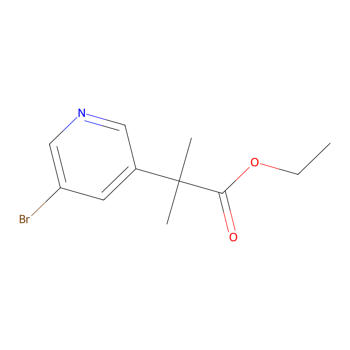 Ethyl 2-(5-bromopyridin-3-YL)-2-methylpropanoate molecular structure, CAS 1404367-21-0