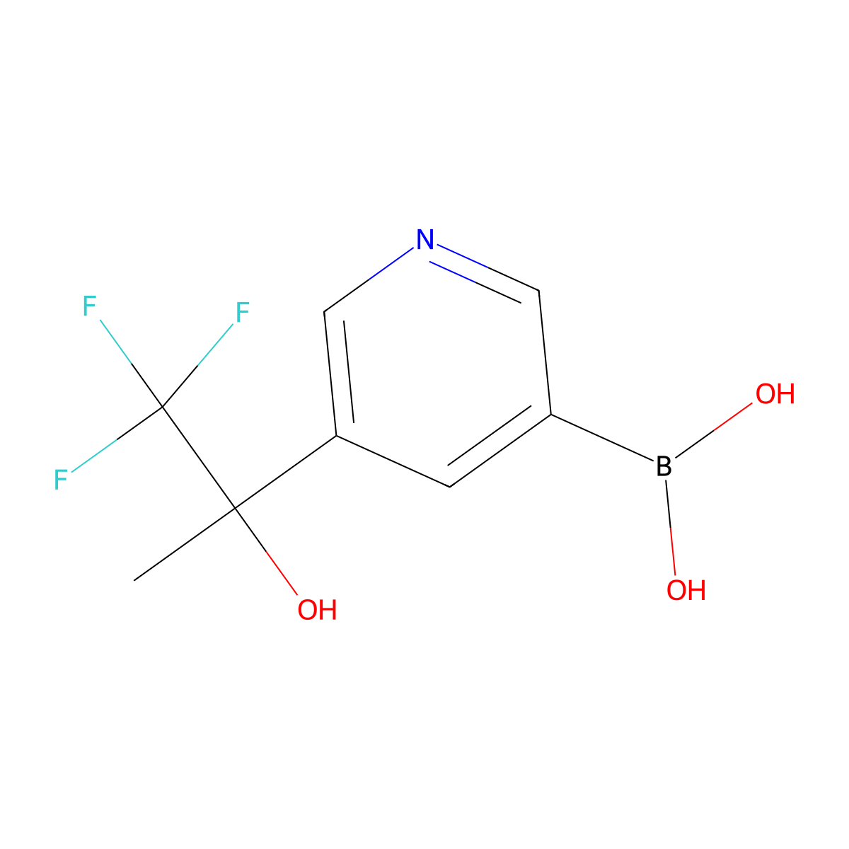 (5-(1,1,1-Trifluoro-2-hydroxypropan-2-yl)pyridin-3-yl)boronic acid molecular structure, CAS 1404367-26-5