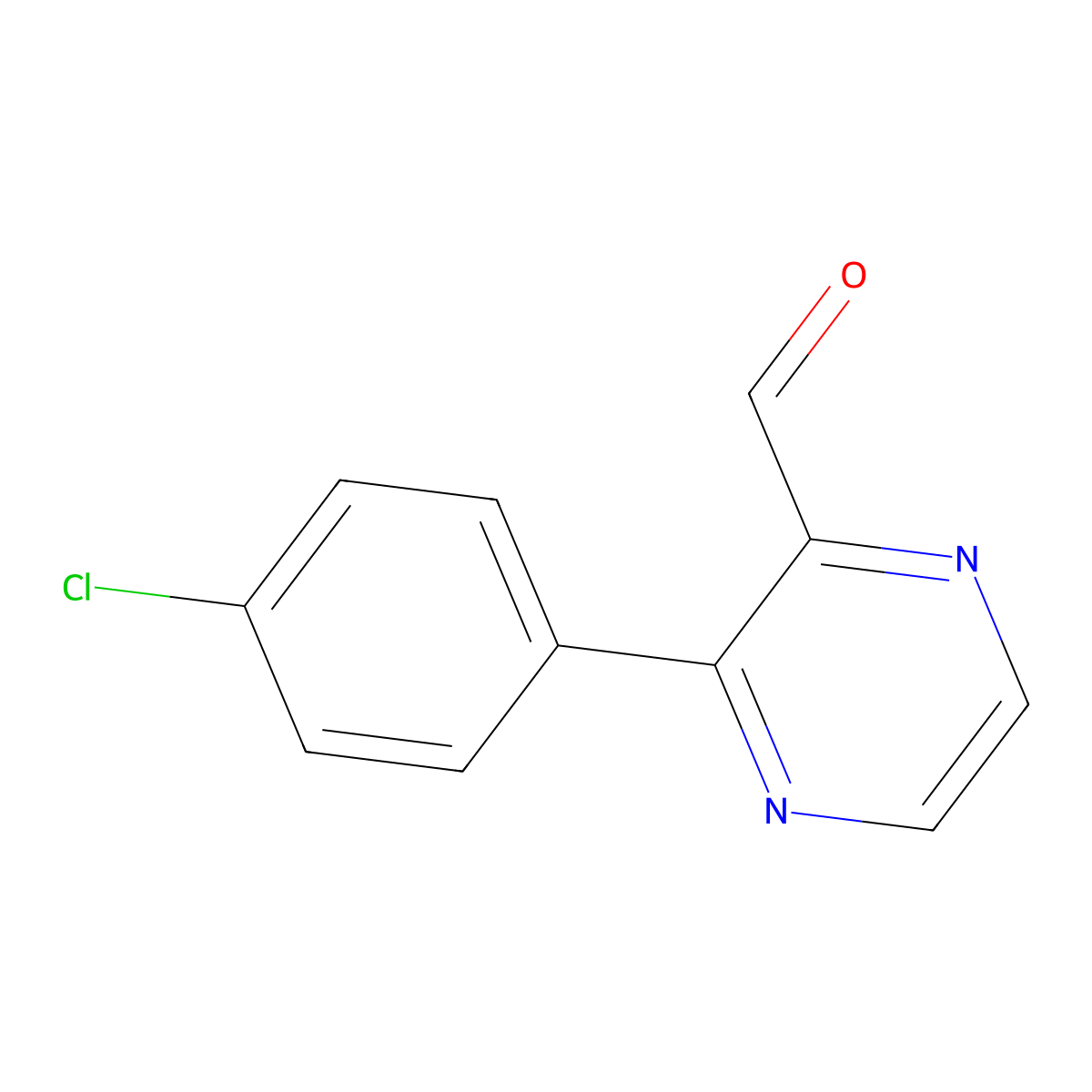 3-(4-Chloro-phenyl)-pyrazine-2-carbaldehyde molecular structure, CAS 1404373-80-3