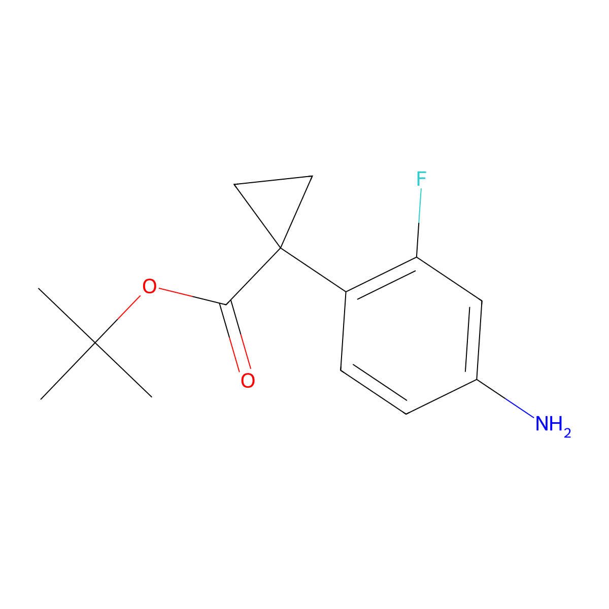 Tert-butyl 1-(4-amino-2-fluorophenyl)cyclopropane-1-carboxylate molecular structure, CAS 1404374-75-9