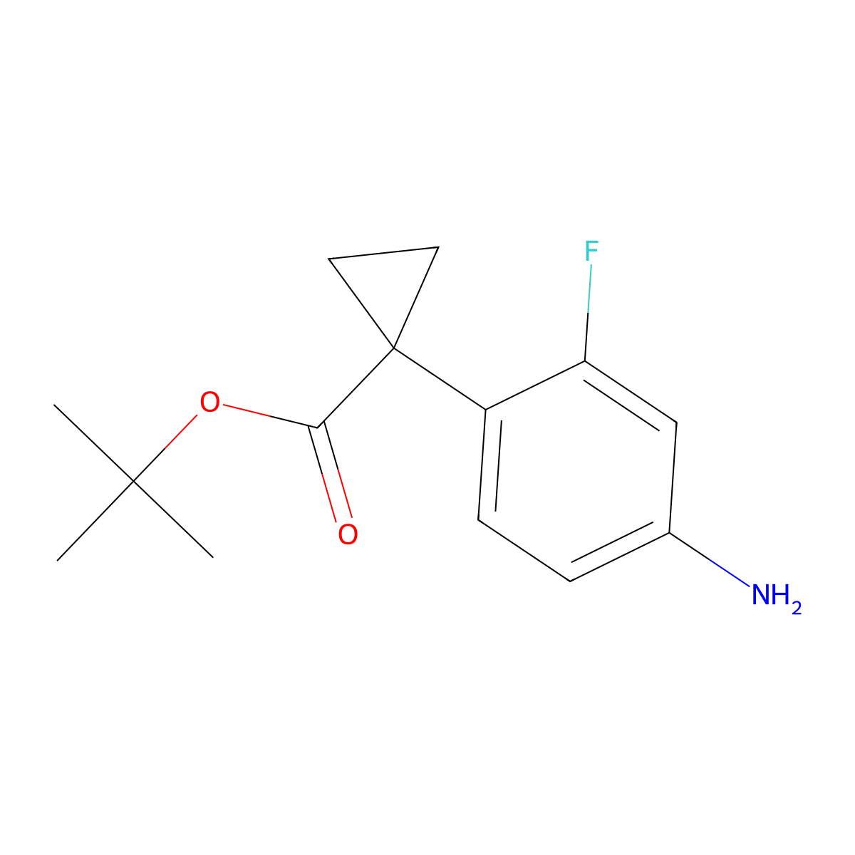 Tert-butyl 1-(4-amino-2-fluorophenyl)cyclopropane-1-carboxylate molecular structure, CAS 1404374-75-9