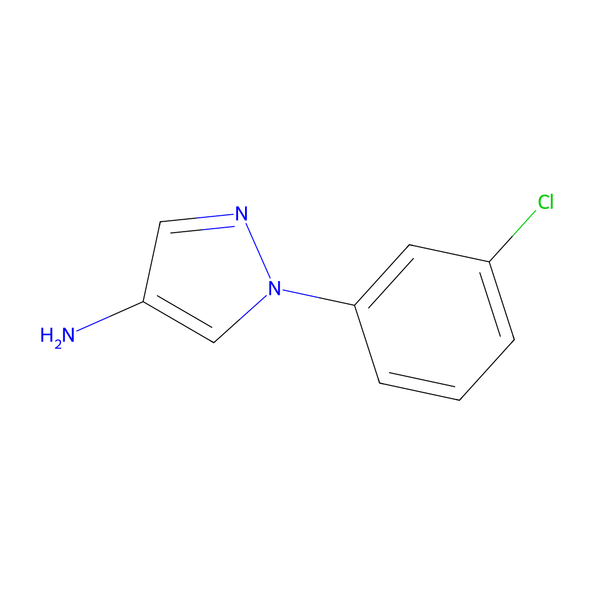 1-(3-chlorophenyl)-1H-pyrazol-4-amine molecular structure, CAS 14044-27-0