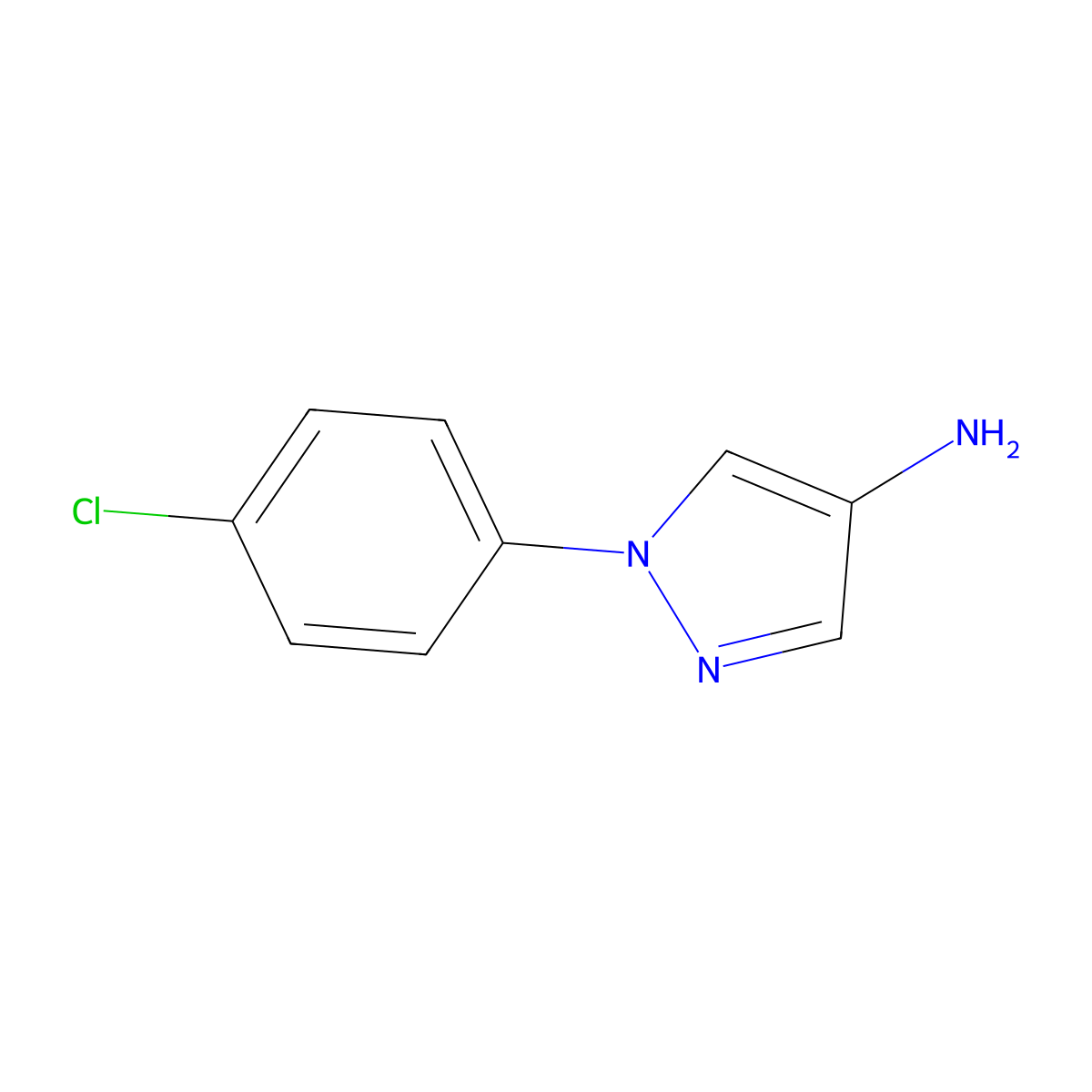 1H-Pyrazol-4-amine, 1-(4-chlorophenyl)- molecular structure, CAS 14044-28-1