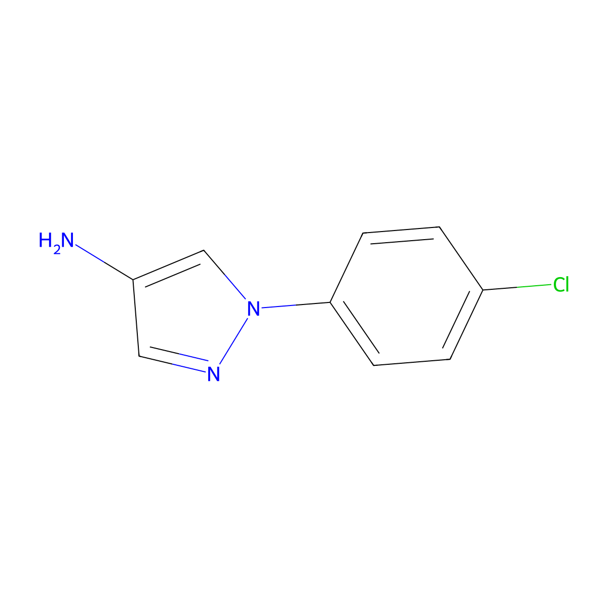 1H-Pyrazol-4-amine, 1-(4-chlorophenyl)- molecular structure, CAS 14044-28-1