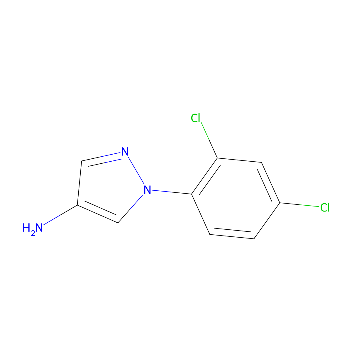 1-(2,4-dichlorophenyl)-1H-pyrazol-4-amine molecular structure, CAS 14044-29-2