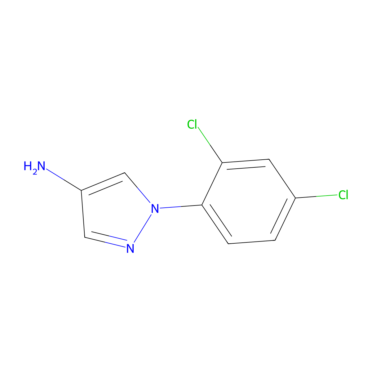 1-(2,4-dichlorophenyl)-1H-pyrazol-4-amine molecular structure, CAS 14044-29-2
