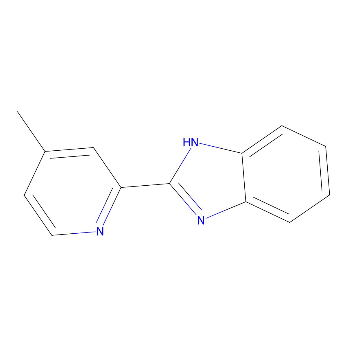 1H-benzimidazole, 2-(4-methyl-2-pyridinyl)- molecular structure, CAS 14044-47-4